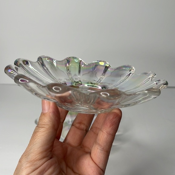 Vintage Federal Glass Iridescent Carnival Glass Bowl Lot of 2 Trinket Dish 1.75” - Picture 4 of 12